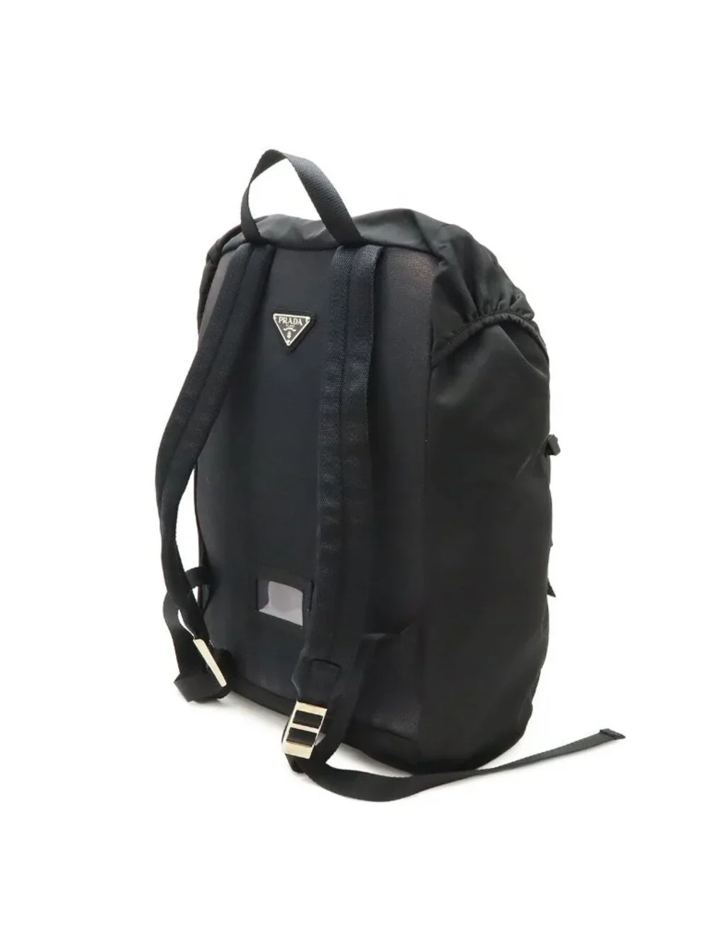 Prada Triangle Logo Backpack Nylon Nero Black Silver